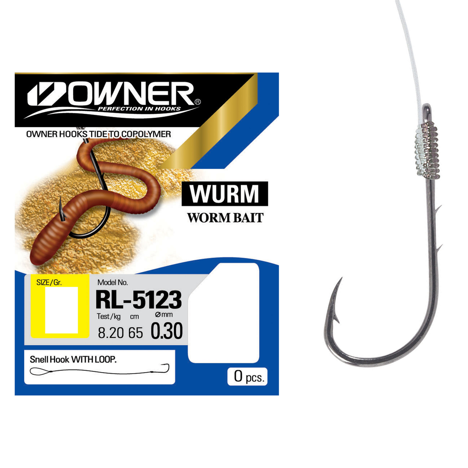 Owner Wurmhaken RL-5123 | 65cm | gebundene Vorfach Zielfisch Wurm Köder