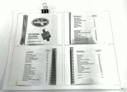 Dacor Quantum Loop Scuba Dive Puck Computer Printed Manual 74 Pages - Picture 3 of 5
