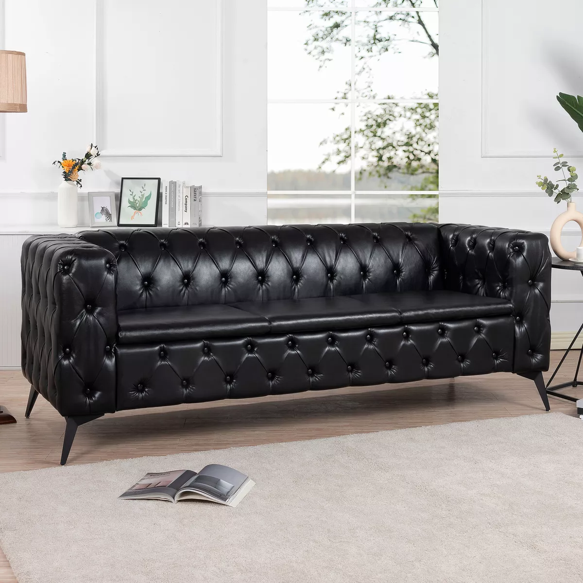Black fabric 3 seater sofa sale