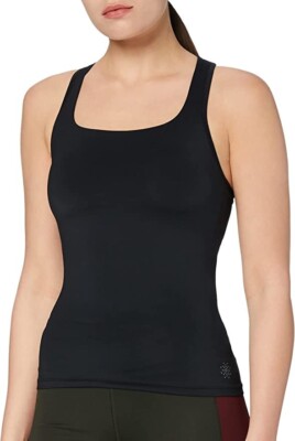 Aurique Damen schwarz Stretch Cross Over Sport Rücken Trägertop Größe M - 12 UK