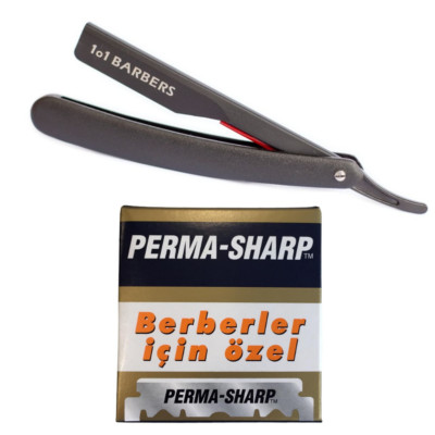 Professionelles Barber Rasiermesser + 100 Perma-Sharp Klingen Rasierset