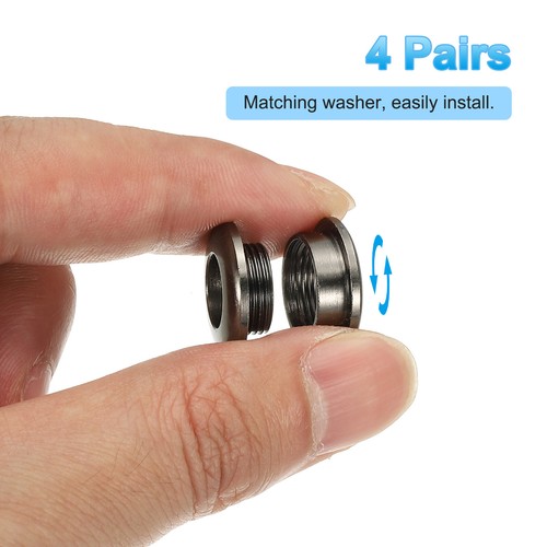 8mm(1/3 Inch) Brass Hole Eyelets, 4 Pcs Arc Surface Grommets, Black - Picture 3 of 6