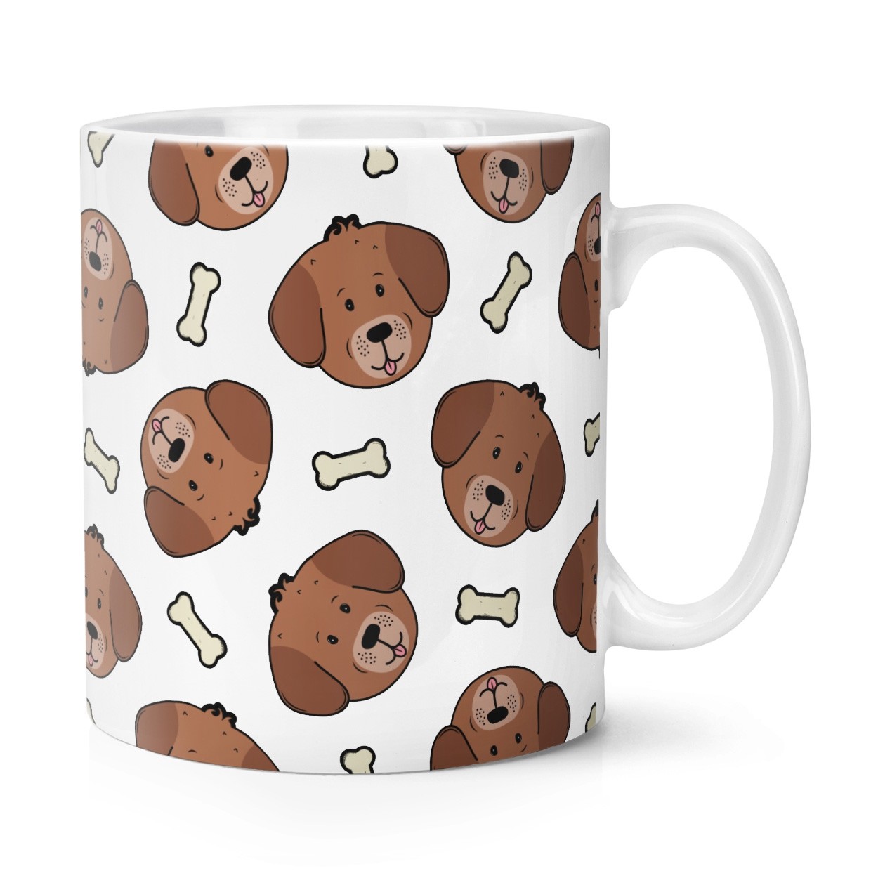 Dog And Bone Pattern 10oz Mug Cup - Funny Puppy Crazy Dog Lady