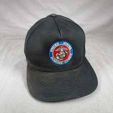 USMC US Marine Corps Hat Men Black Snapback Embroidered Faded Yupoong