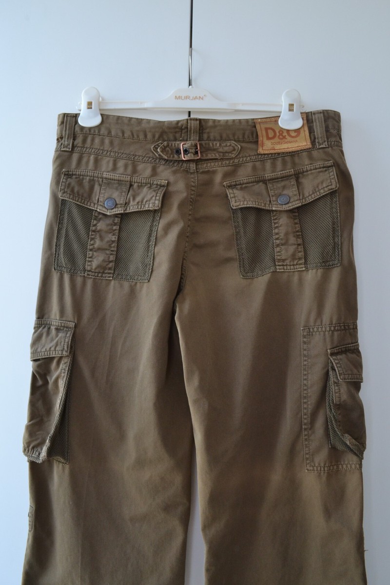2003 Vintage DOLCE GABBANA Cargo Pants Trousers D&G Brown