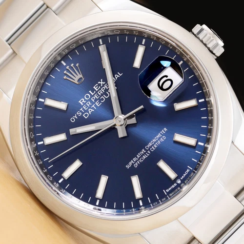 2021 CARD MENS ROLEX DATEJUST 36 126200 BLUE DIAL SMOOTH STEEL OYSTER WATCH