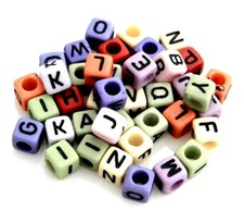 200 Assorted Colors Letters ABC Alphabet 6mm Square Cube Acrylic Craft Beads