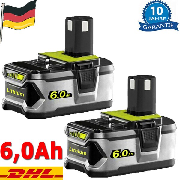 2X 6,0Ah Akku FüR Ryobi RB18L50 P108 18V Lithium One+ Batterie P104 Neu-image