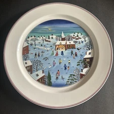 New Villeroy & Boch 12 1/8” Wide Naif Christmas Charger Plate  Signed