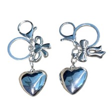 Simple Bowknot Heart Pendant Keychain Keyring Car Keyring for Women Girl