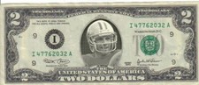 49ers Joe Montana with 5x7 plaque $2 Dollar bill Mint real