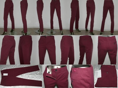 Lacoste Classic HF 3735 009 Moderne Leinen Jeans Hose Slim Fit W 32 36 L32 Bordo