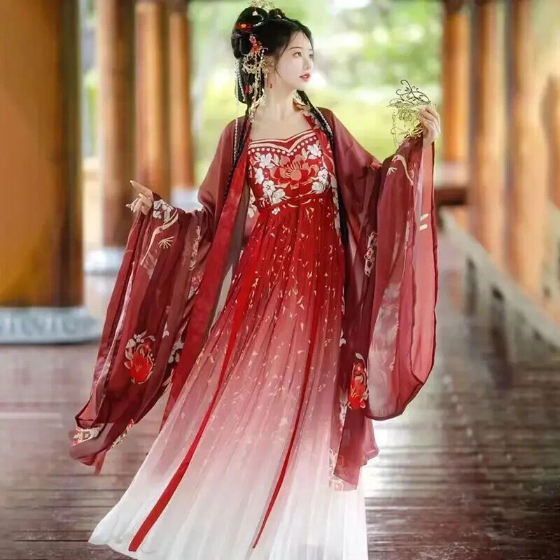 Vestido Chino Hanfu Mujeres Tradicional Hanfu Disfraz Juegos con disfraces Verano Vestido de Baile Foto 2 de 4