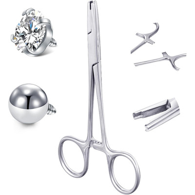 Piercing Zange Set 3mm-5mm Werkzeug zum Öffnen für Dermal Anchor Piercing Kugeln