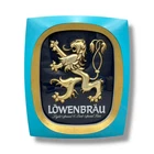 Lowenbrau Lighted Beer Sign 1970s Vintage Gold Lion, Aqua Border, Tested Working
