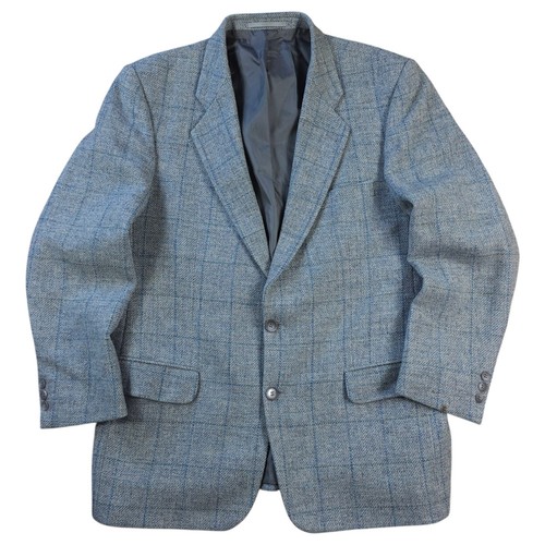 Harris Tweed Wool Blazer Blue Casual Preppy Oldmoney Vintage 50 - Picture 2 of 11