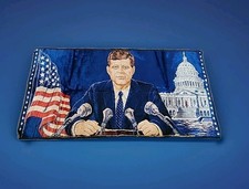 Vintage 1965 JFK John F Kennedy Wall Hanging Tapestry Rug 38”x19