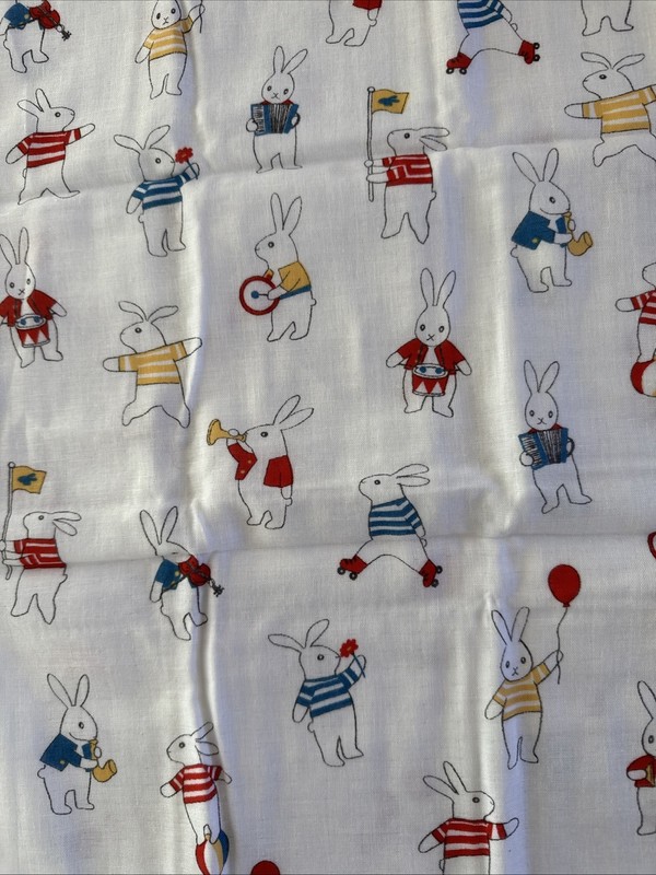 Japanese Cotton Tenugui Tapestry Hand Towel Bento Cloth Rabbit Parade