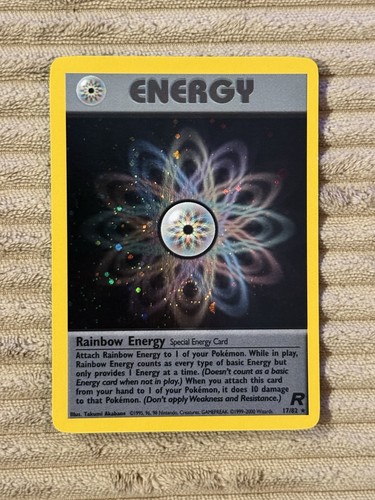 Rainbow Energy Holo 17/82 - Team Rocket Set - Vintage - Pokemon TCG - Swirl 🌀