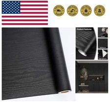 Black Wood Peel and Stick Wallpaper Decorative Self-Adhesive Contact Paper Ea...
