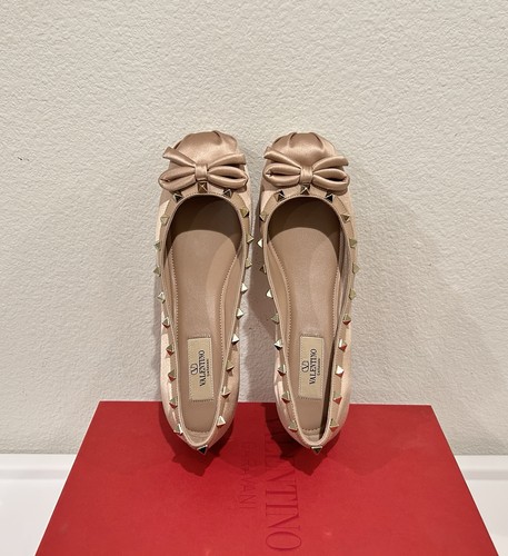 VALENTINO GARAVANI Rockstud Satin Ballerina, Size 38.5, New in Box - Picture 2 of 4