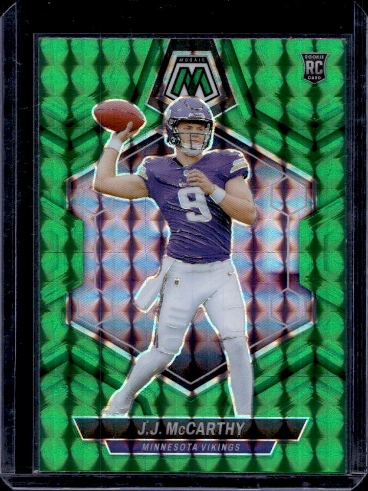2024 Mosaic J.J. McCarthy RC Green Prizm Rookie #310 Vikings
