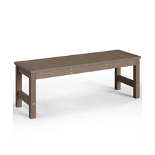 48 Inch HDPE Outdoor Bench All-Weather Fade Resistant 2-Person for Patio Brown