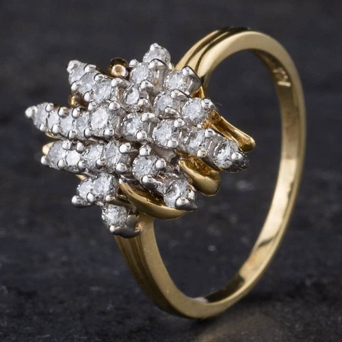 Second Hand 14ct Yellow Gold Brilliant Cut Spikey Diamond Cluster Ring 4312105 - Picture 1 of 1