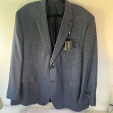Lauren Ralph Lauren Men s Silk Wool Blue Plaid Suit Jacket Executive fit. Sz 50