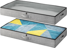 2-Pack under Bed Storage Containers, 4.5 Inches Tall Clothes Storage, Grey Low