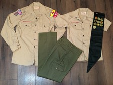 Boy Scouts Of America Boy Scout Uniform Lot, 2 Shirts, Pants,  Sash, Read Descr