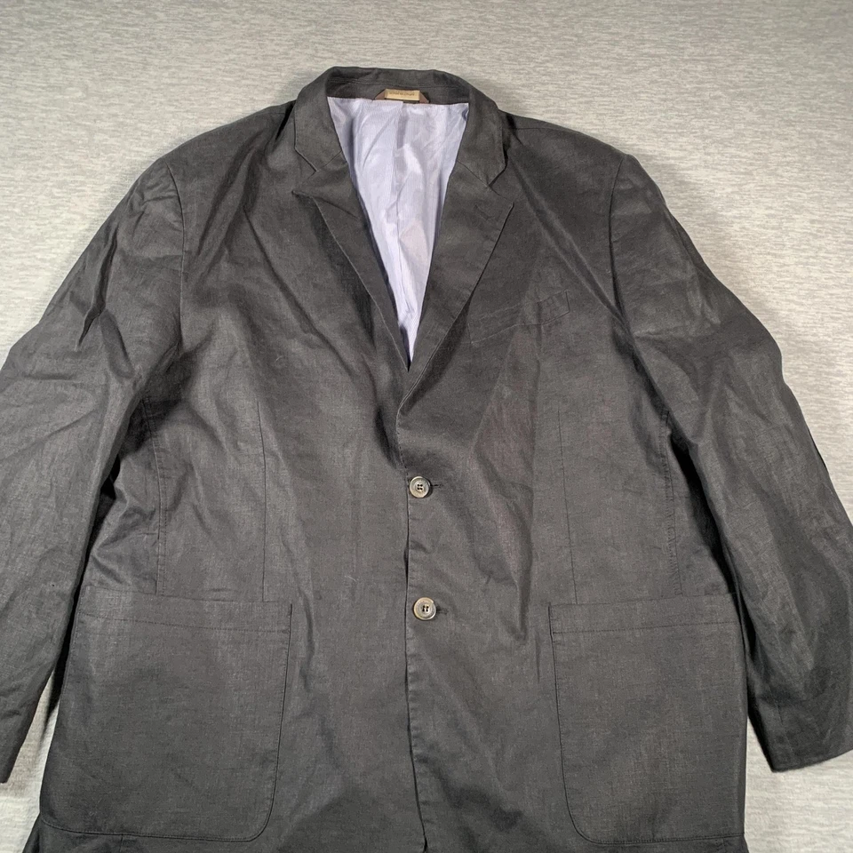 Tasso Elba Island Blazer Mens 2XL 48-50 Black Two Button Sport Coat Jacket Linen - Image 2 of 4