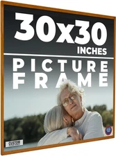 30x30 Honey Pecan Flat Wood Frame with UV Acrylic and Acid Free Foam Board