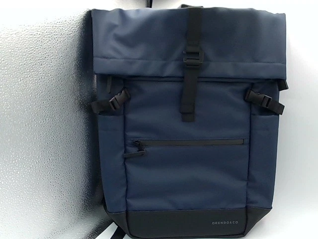 Orendo & Co Anti-Theft Speed Backpack Ultra Navy Nylon Roll Top Leather Trim