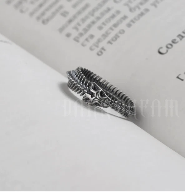 Antiguo Anillo Ouroboros Infinito Hueso de Serpiente Plata de Ley 925 Ajustable Único Foto 3 de 4