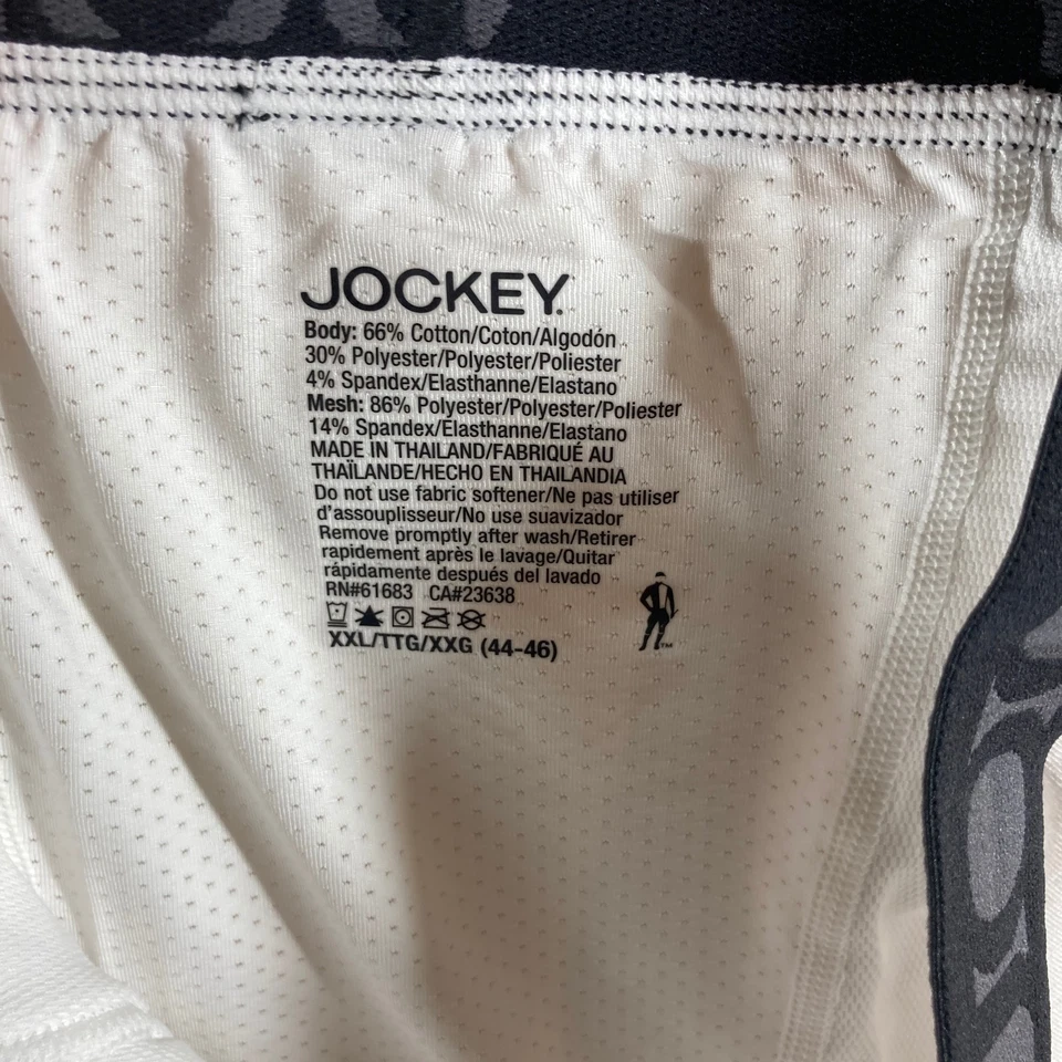 Calzoncillo boxer deportivo Jockey para hombre XXL blanco calce atlético algodón rico enfriamiento de alta vuelo Foto 3 de 4