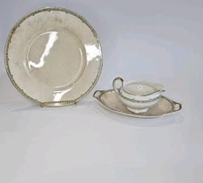 Vtg the potters Co Operative East Liverpool Ohio gravy bowl/ saucer And Platter