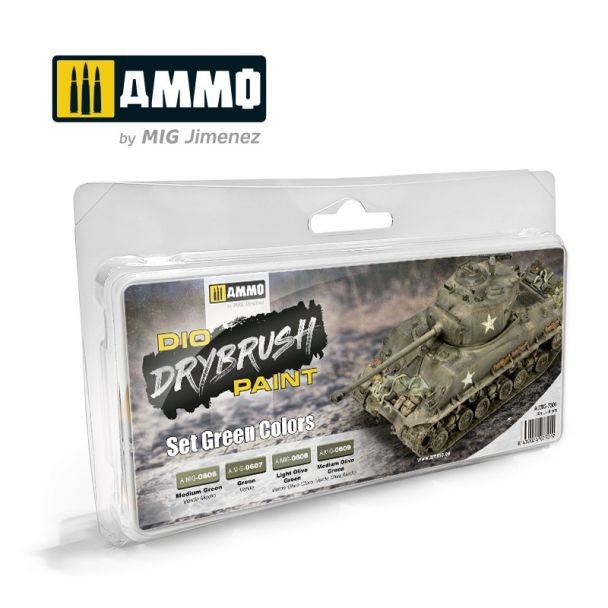 Ammo By Mig - MIG7301 Drybrush Set Green Colors