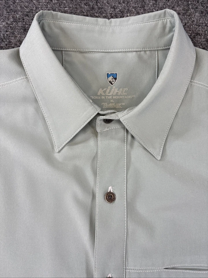 KUHL Men's Size XL Green Tufflex Short Sleeve Button Up Collared Shirt - Image 4 of 4