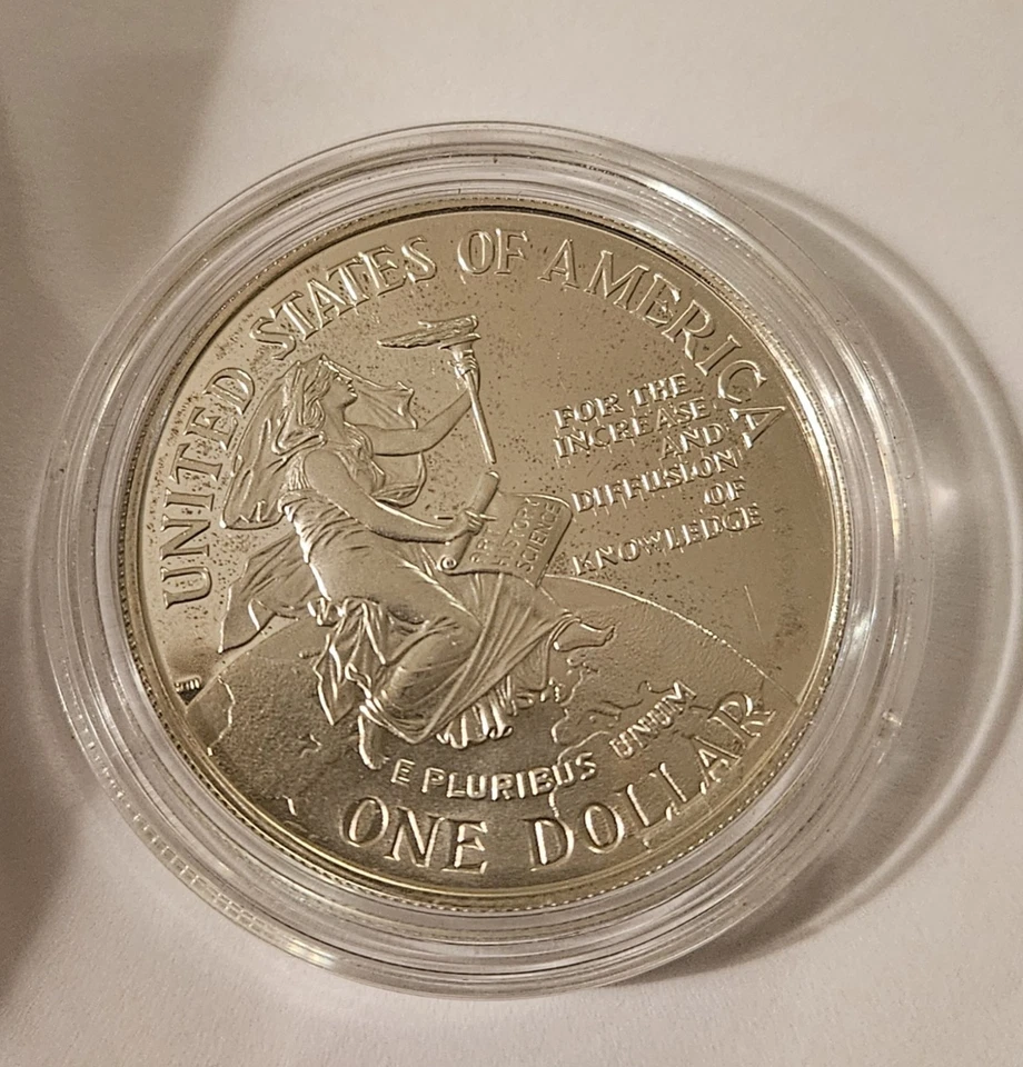 1996-P Smithsonian Institution 150th Anniv Commem Silver Dollar, PRF. *FREE SHIP - Image 2 of 2