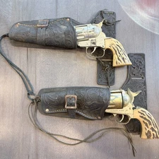 Lot of 2 VTG Cap Gun FANNER 50 GUN Shootin' Shell .45 Leather Holster MATTEL USA