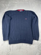 Chaps Ralph Lauren Sweater Men Medium Herringbone Cotton Crewneck Pullover Crest