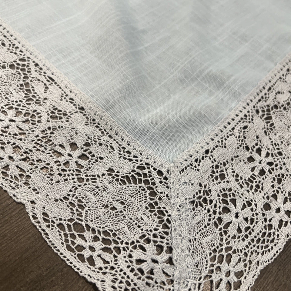 Mantel cuadrado 48 en encaje azul rectangular Foto 3 de 4