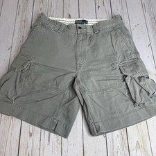 Polo Ralph Lauren Cargo Shorts Mens 34 Gray Chino Preppy Y2K Shorts 9" Inseam