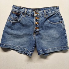 Vintage LEI Y2K 90's Button Fly Denim Jean Shorts Blue Cotton 5-Pockets