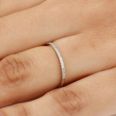 2Ct Round Moissanite Half Eternity Engagement Wedding Ring 14K White Gold Plated