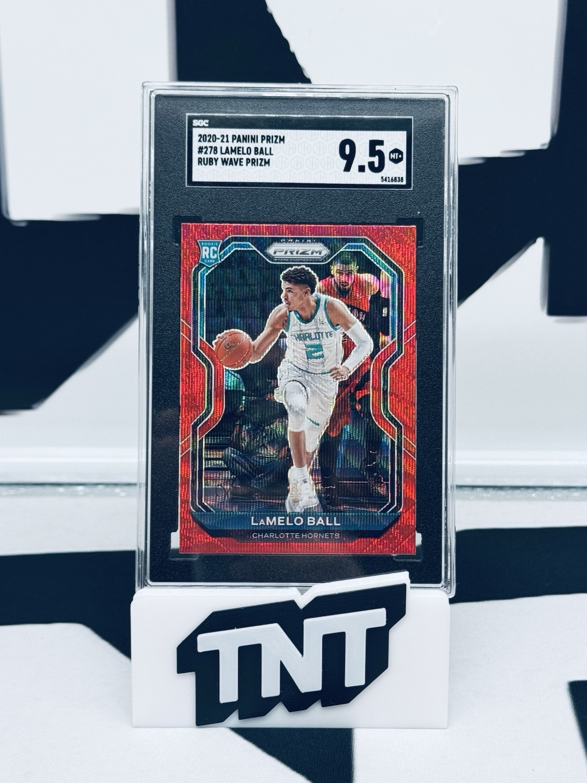 Lamelo Ball 2020-21 Panini Prizm #278 Rookie Ruby Wave Prizm SGC 9.5