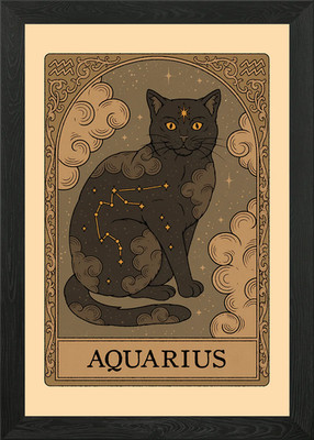 Katzen Sternbilder - Wassermann gerahmtes Wandbild Poster Leinwanddruck Bild
