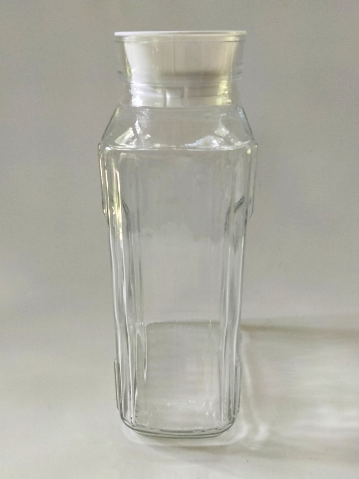 Vtg Anchor Hocking Ribbed Glass Refrigerator Pitcher 2 Qt Rectangular Water Jug