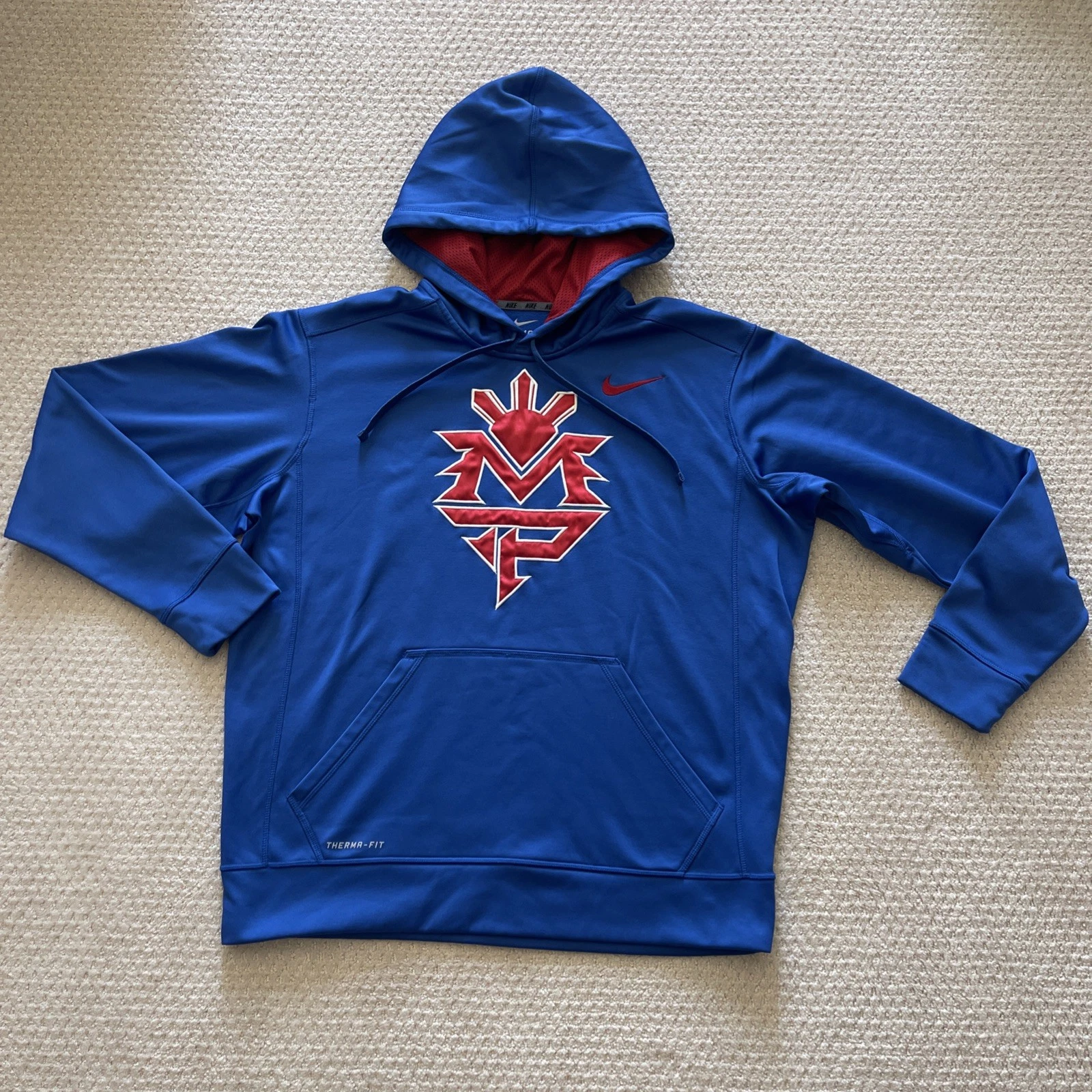 MANNY PACQUIAO Nike MP Hyper Knockout Hoodie Blue US Size L Therma-Fit Boxing